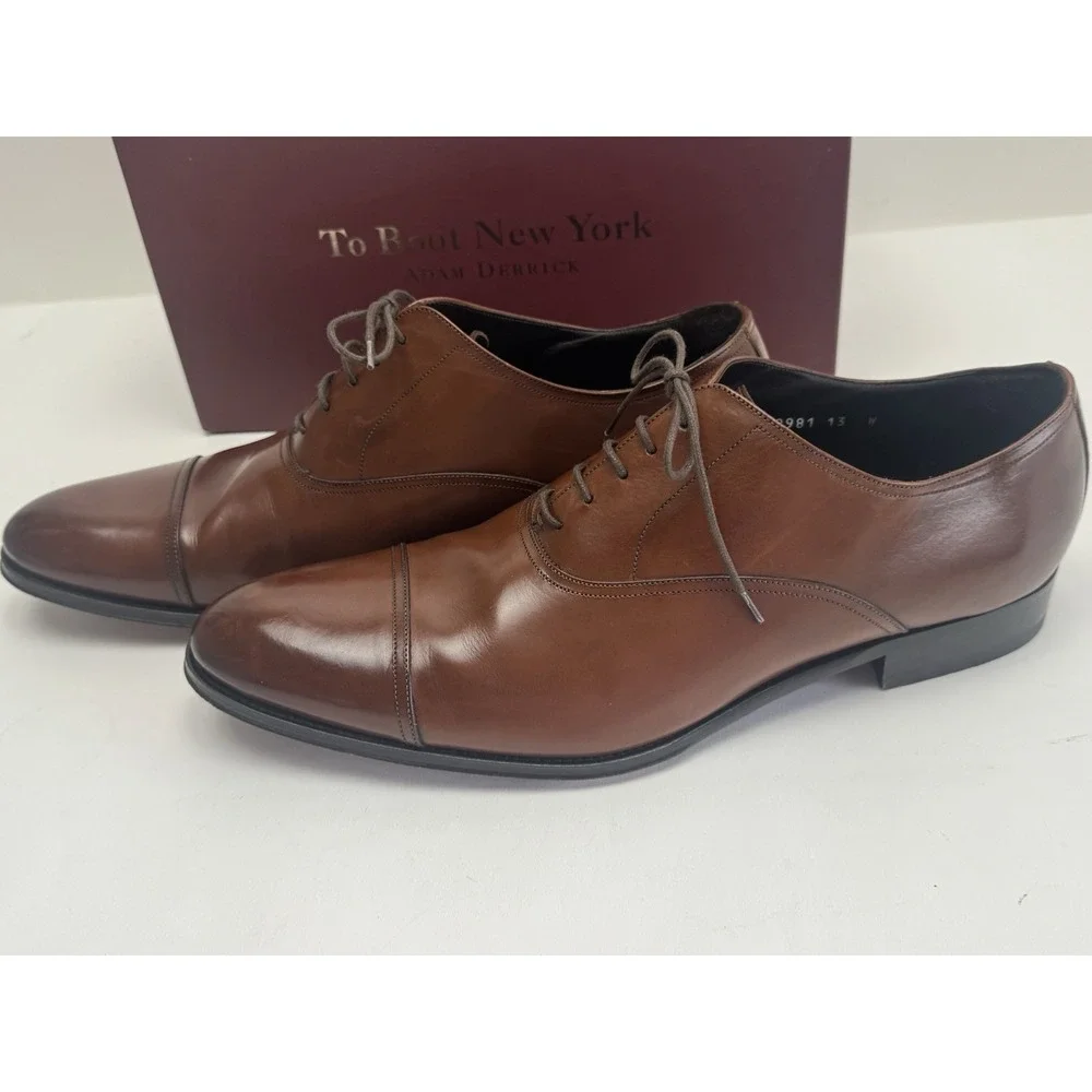 To Boot New York BRANDON Cognac Cap Toe Oxford Lace Up Shoes‎ 13 W Wide W/Box